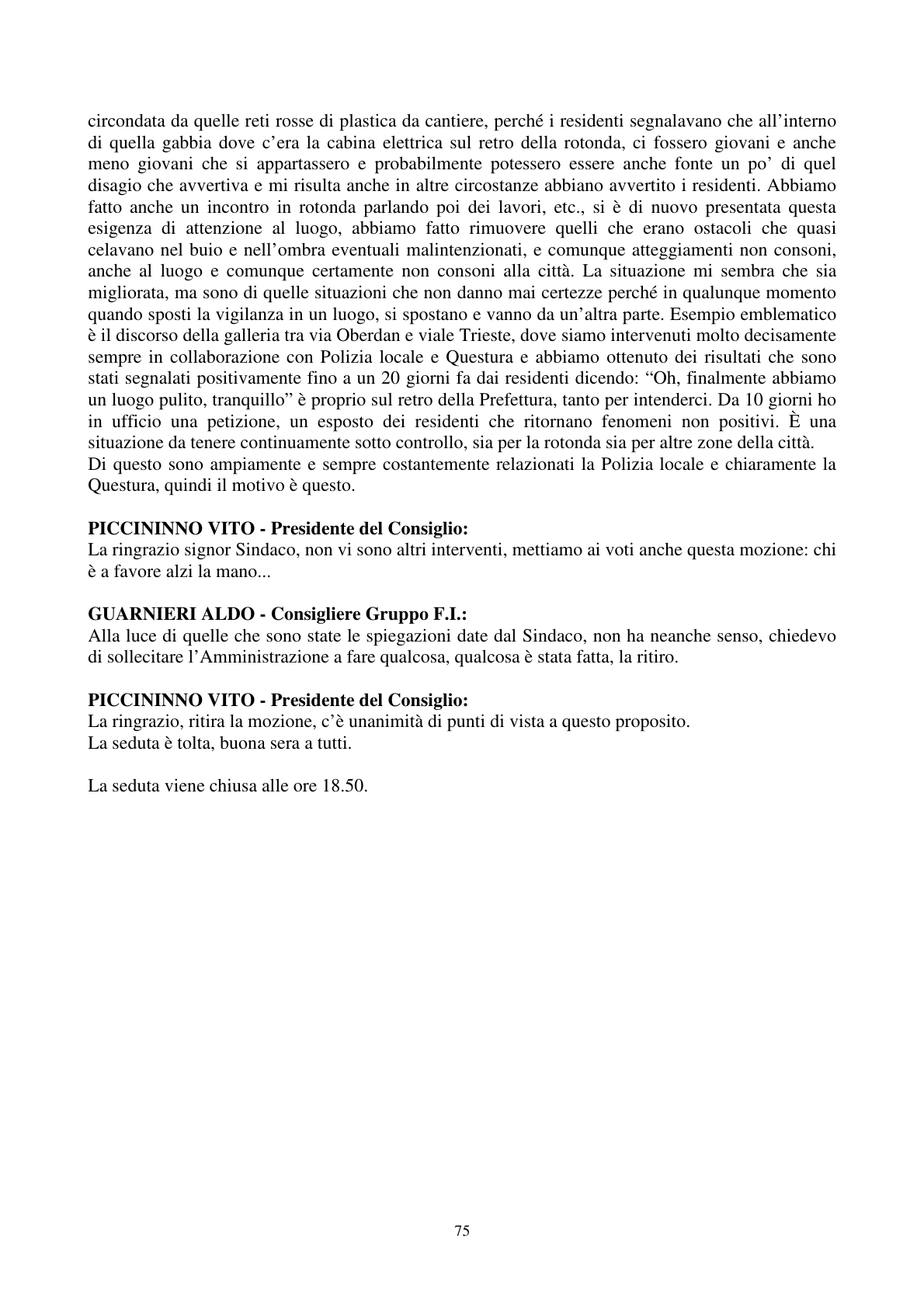 Pagina 76 del verbale