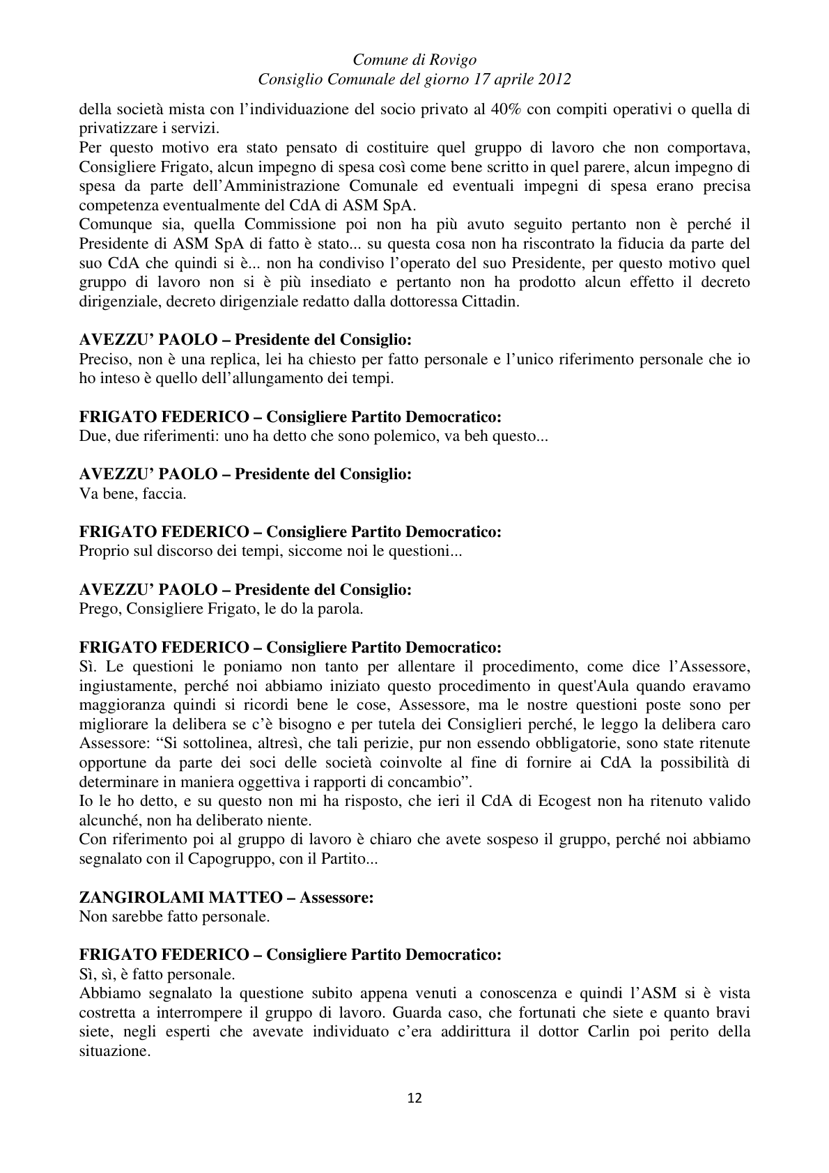 Pagina 12 del verbale