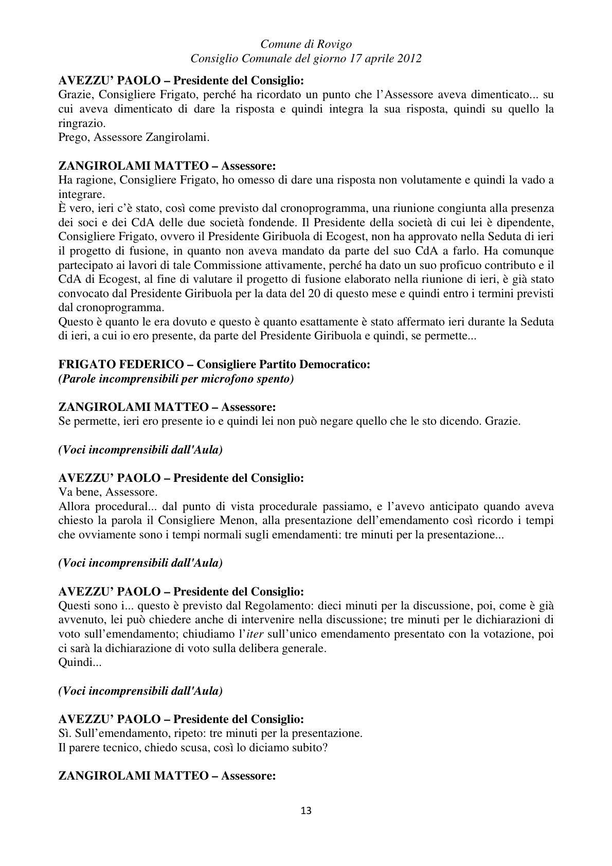 Pagina 13 del verbale