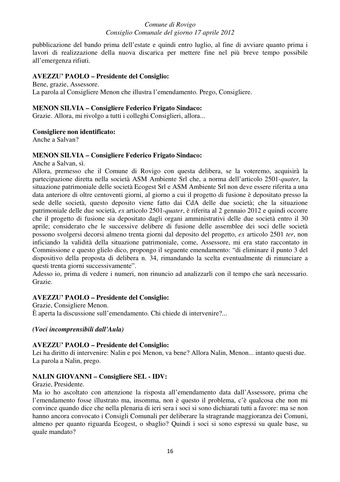 Pagina 16 del verbale