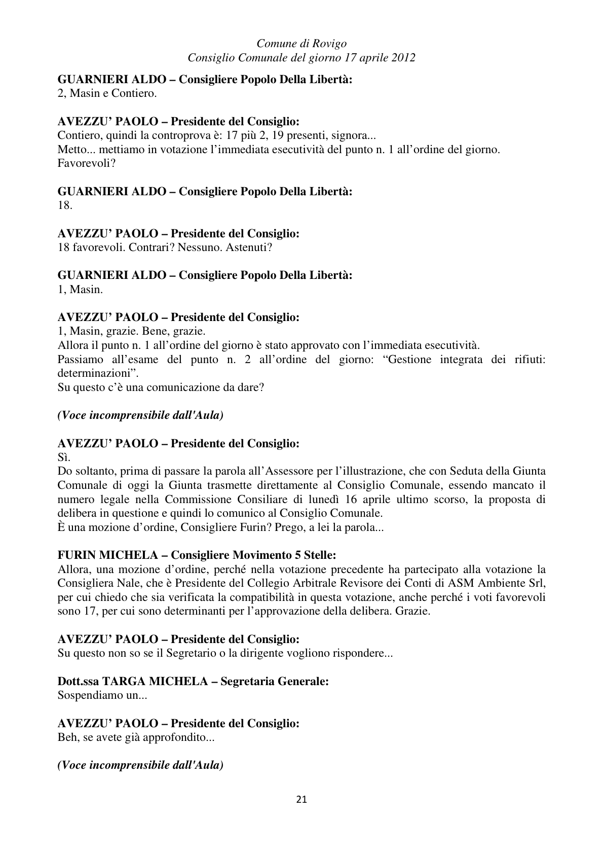 Pagina 21 del verbale