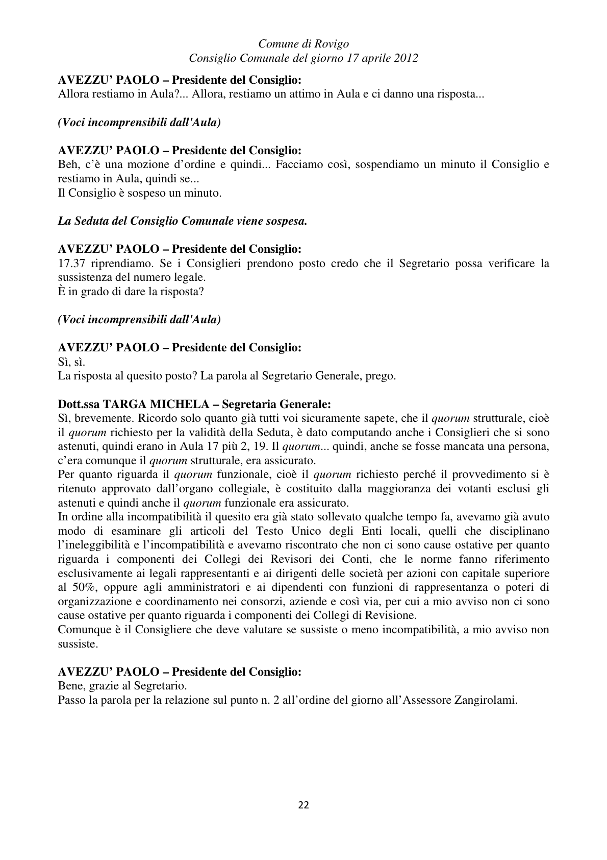 Pagina 22 del verbale