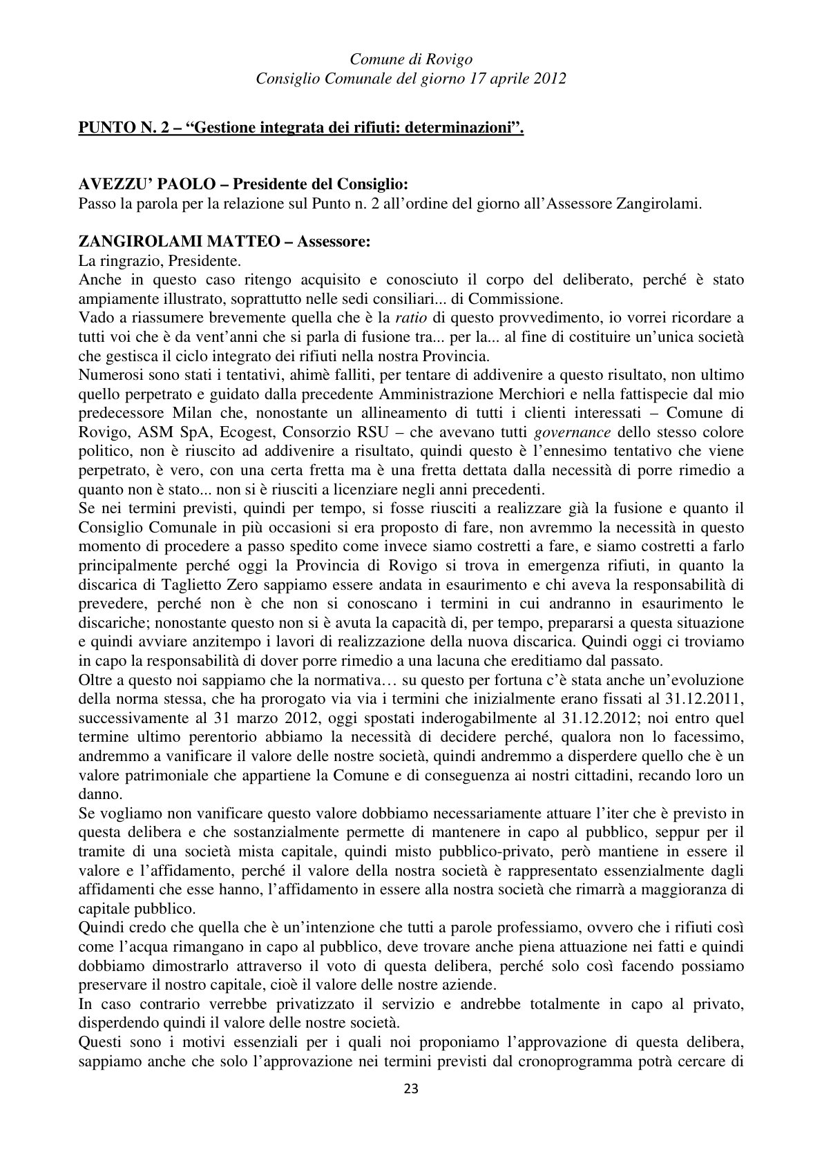 Pagina 23 del verbale