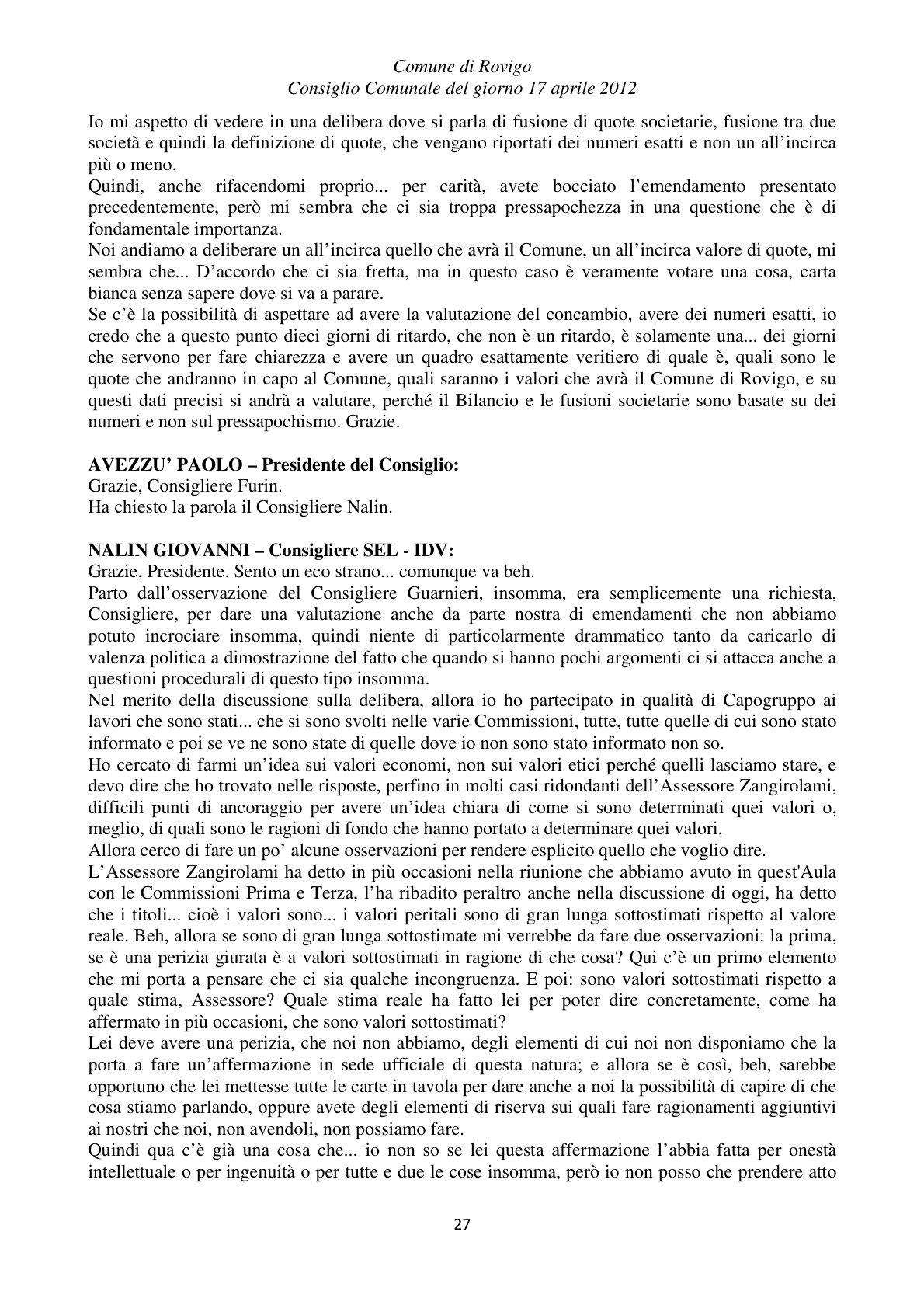 Pagina 27 del verbale