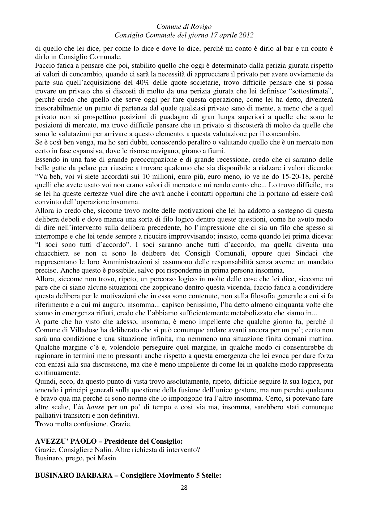 Pagina 28 del verbale