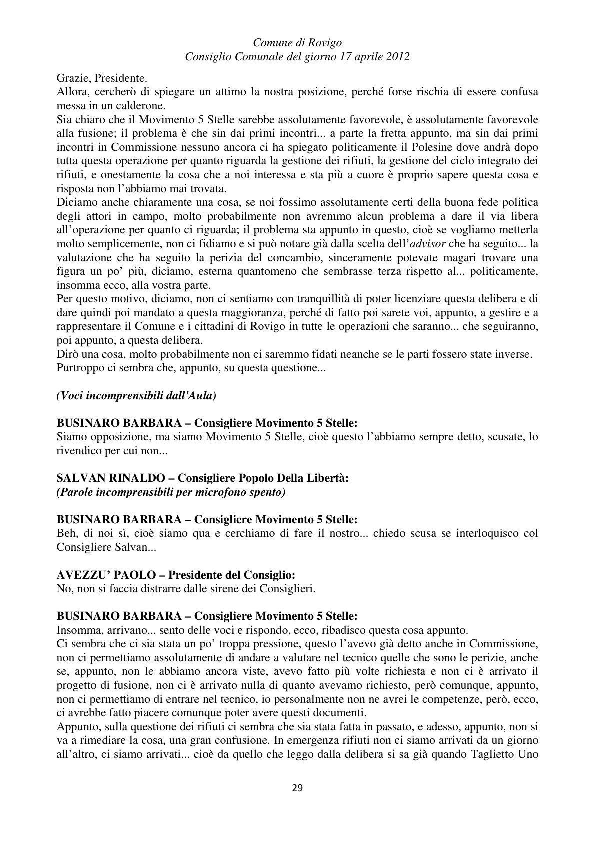 Pagina 29 del verbale