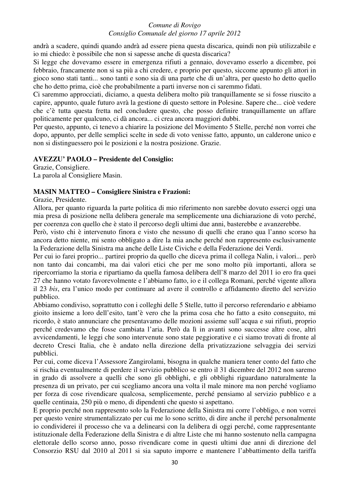 Pagina 30 del verbale