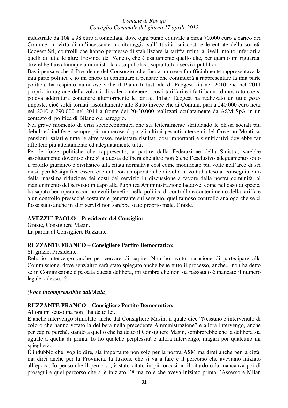 Pagina 31 del verbale
