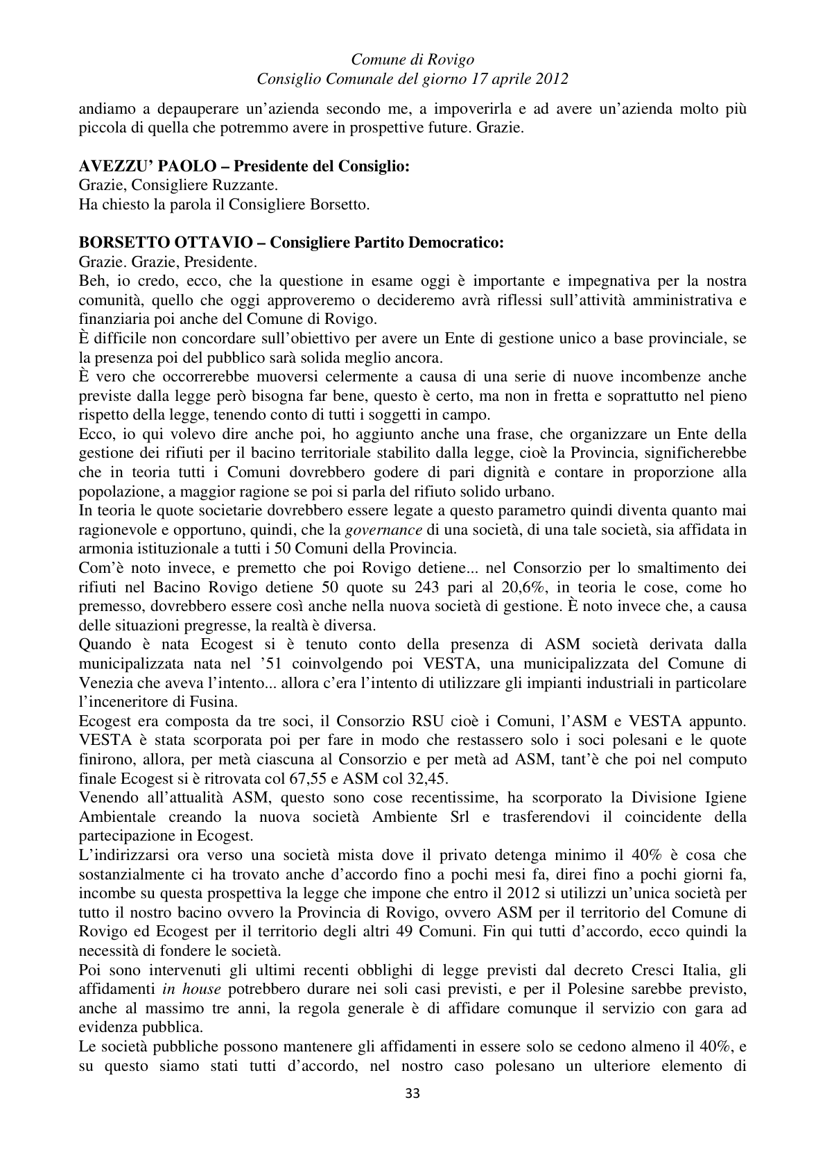 Pagina 33 del verbale