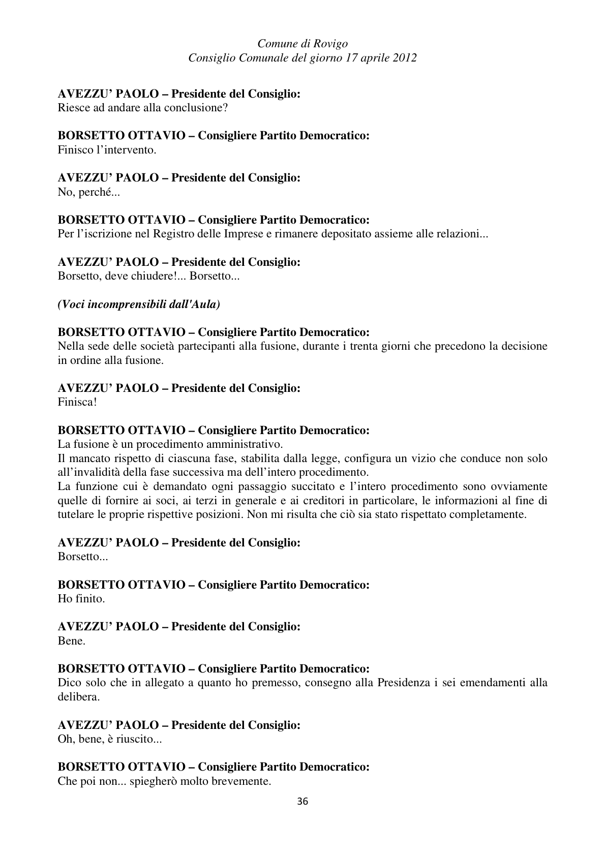 Pagina 36 del verbale