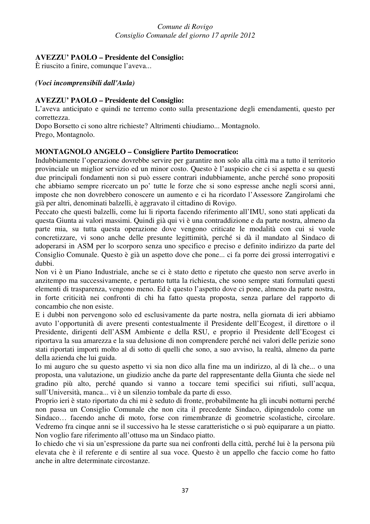 Pagina 37 del verbale