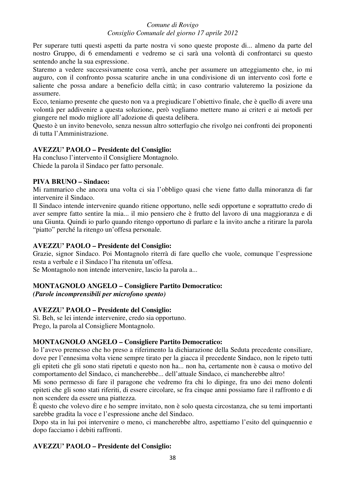 Pagina 38 del verbale