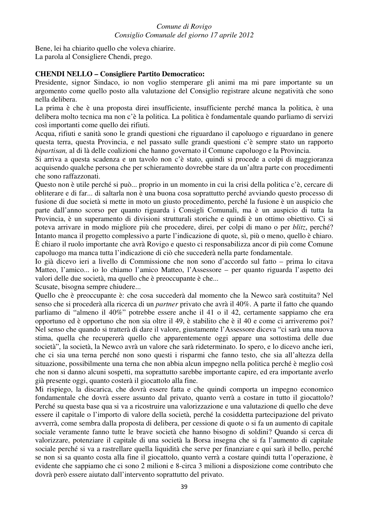 Pagina 39 del verbale