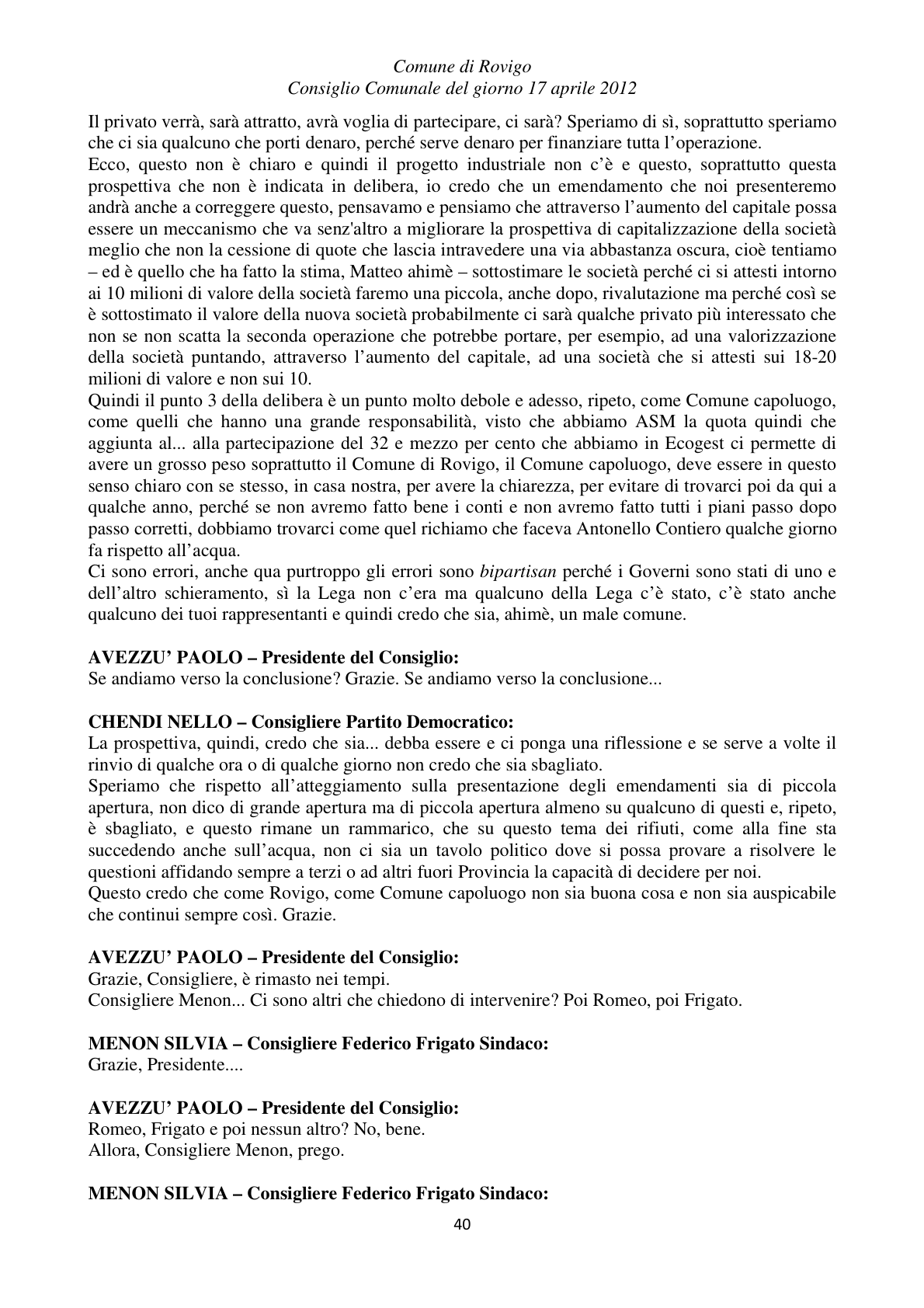 Pagina 40 del verbale