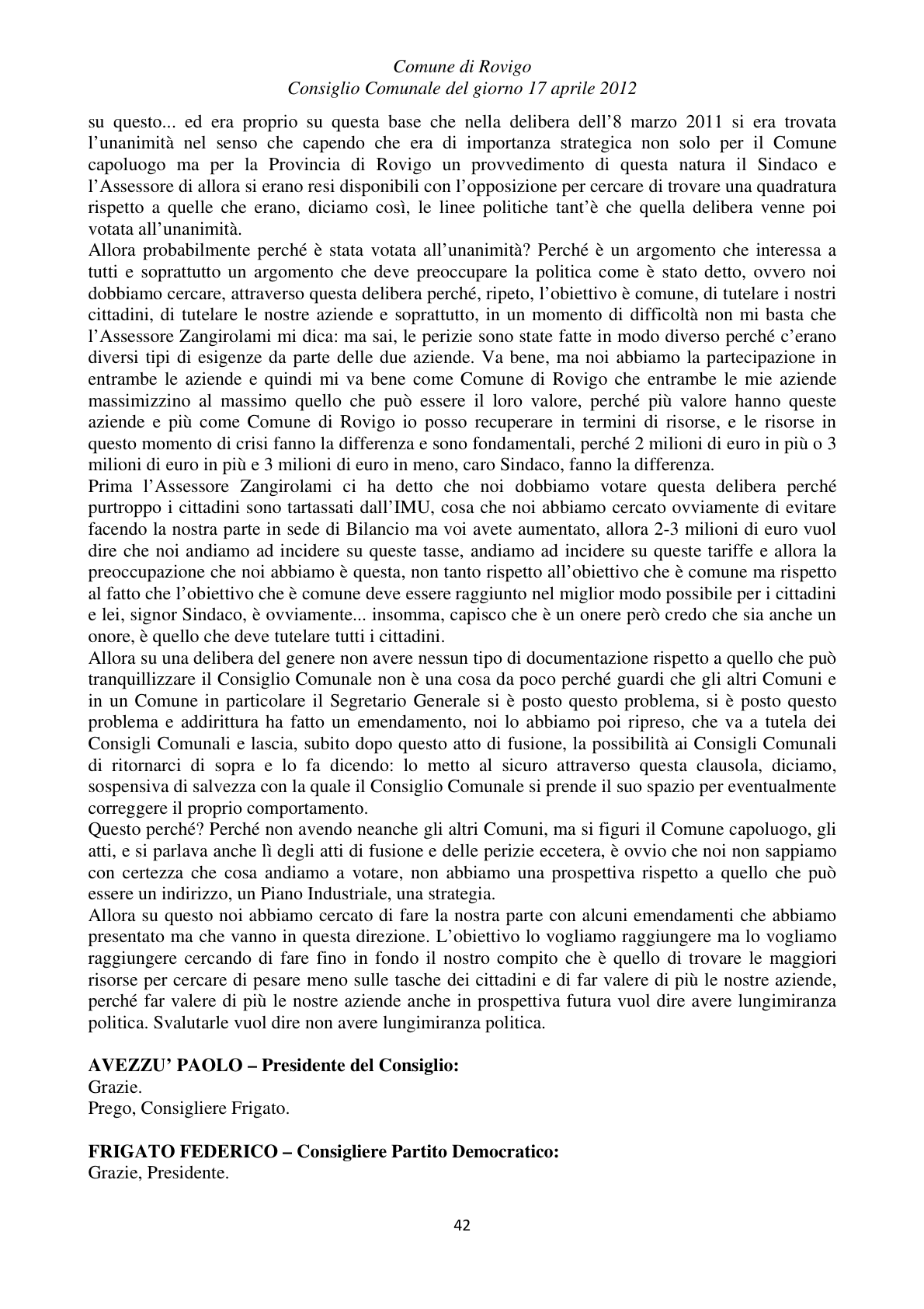 Pagina 42 del verbale