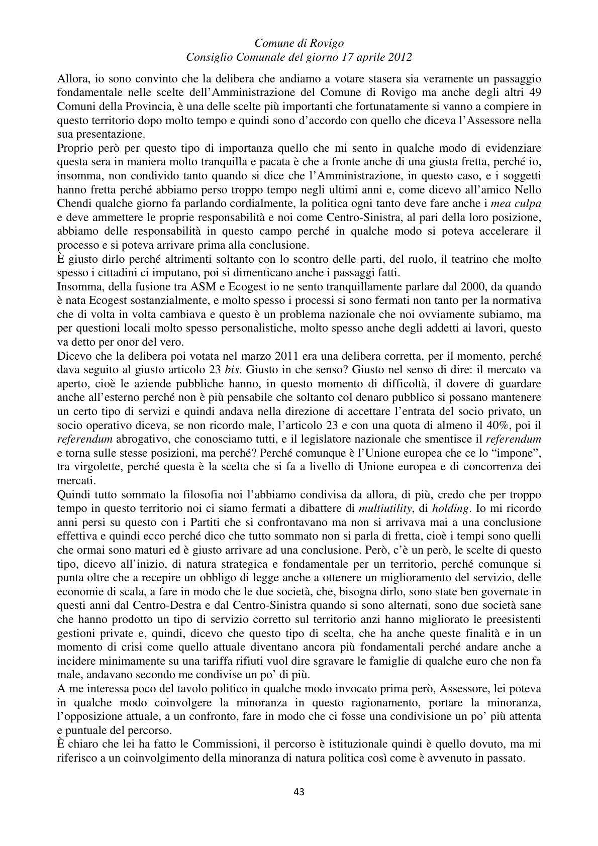 Pagina 43 del verbale