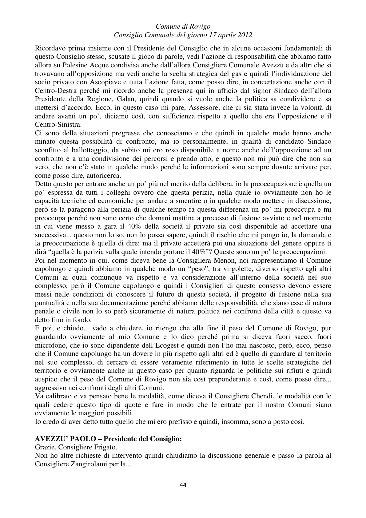 Pagina 44 del verbale