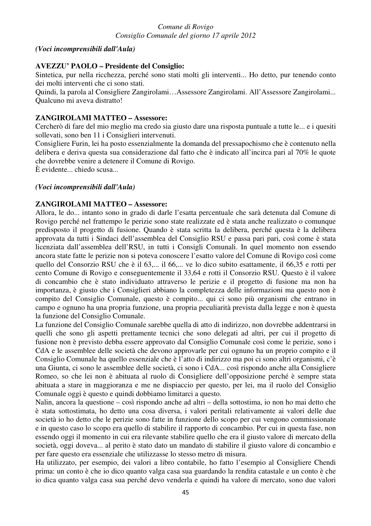 Pagina 45 del verbale