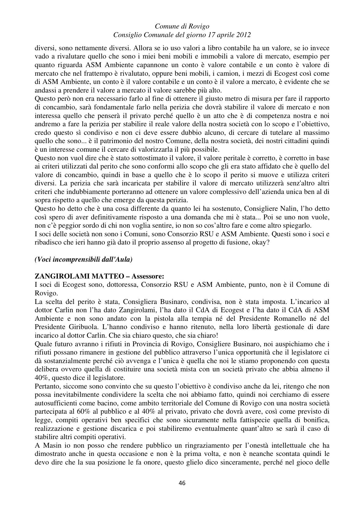 Pagina 46 del verbale