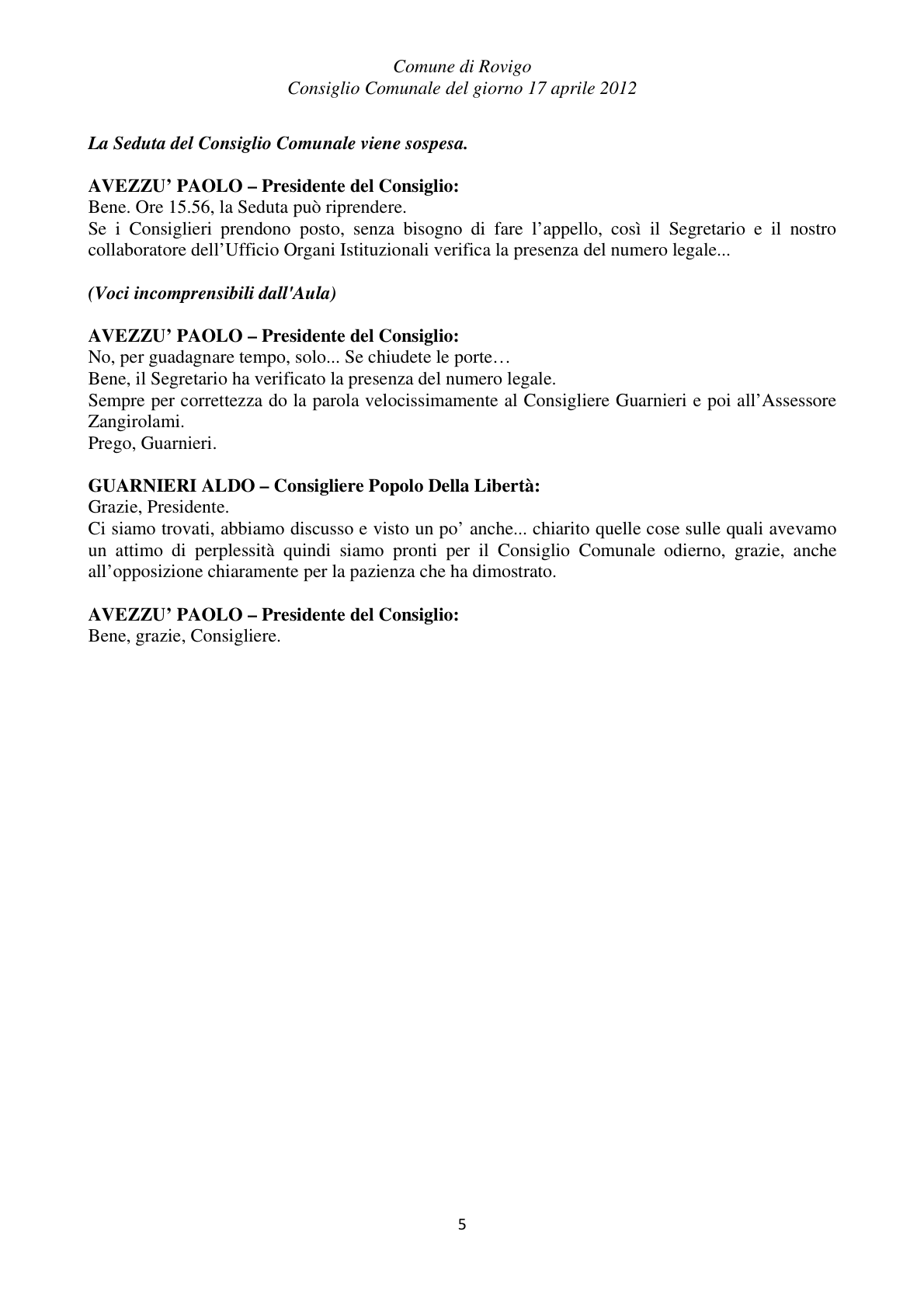 Pagina 5 del verbale