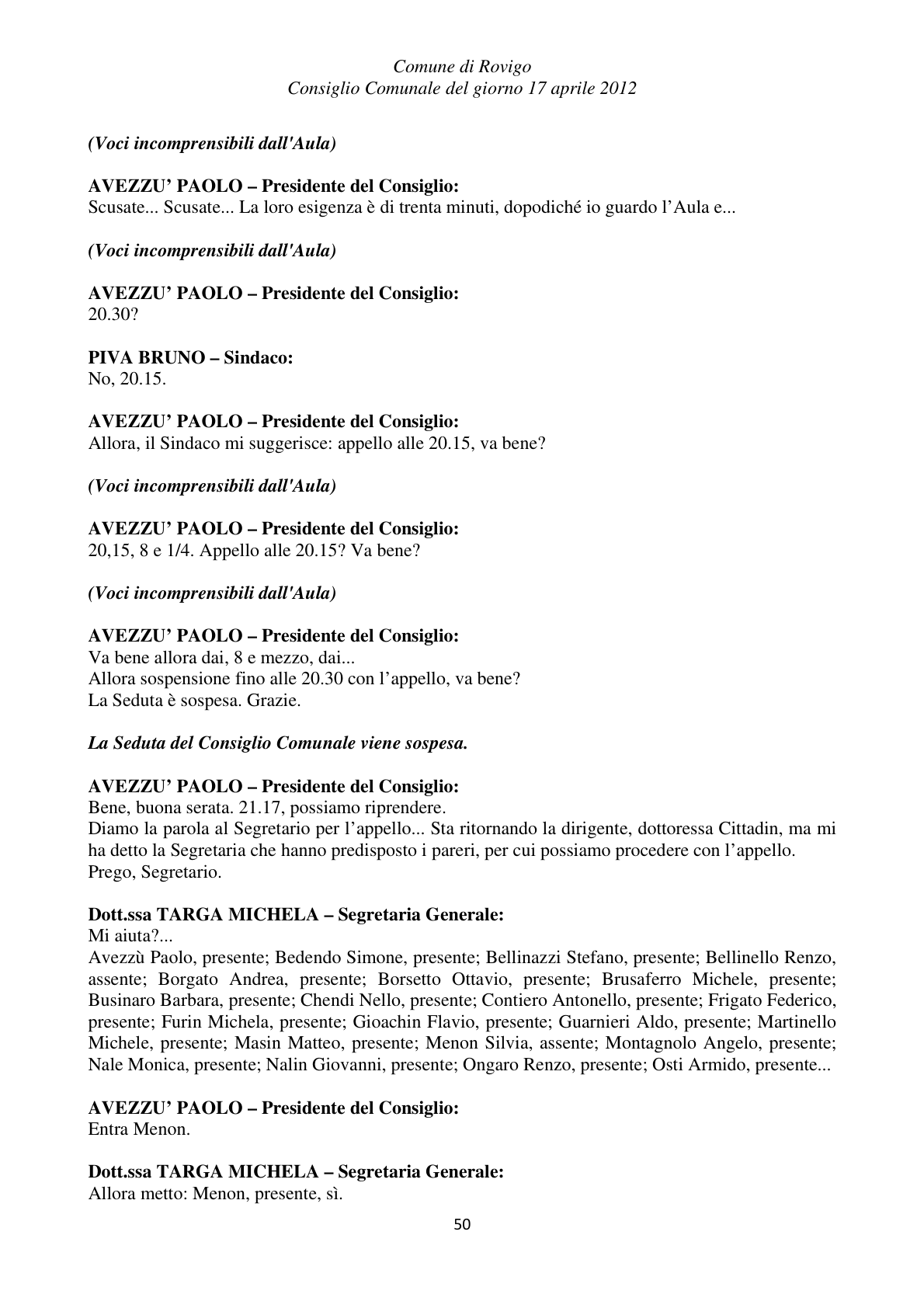 Pagina 50 del verbale