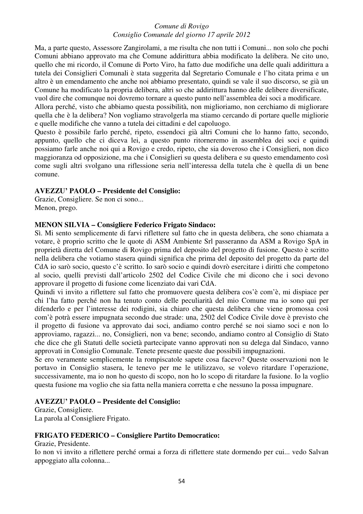 Pagina 54 del verbale