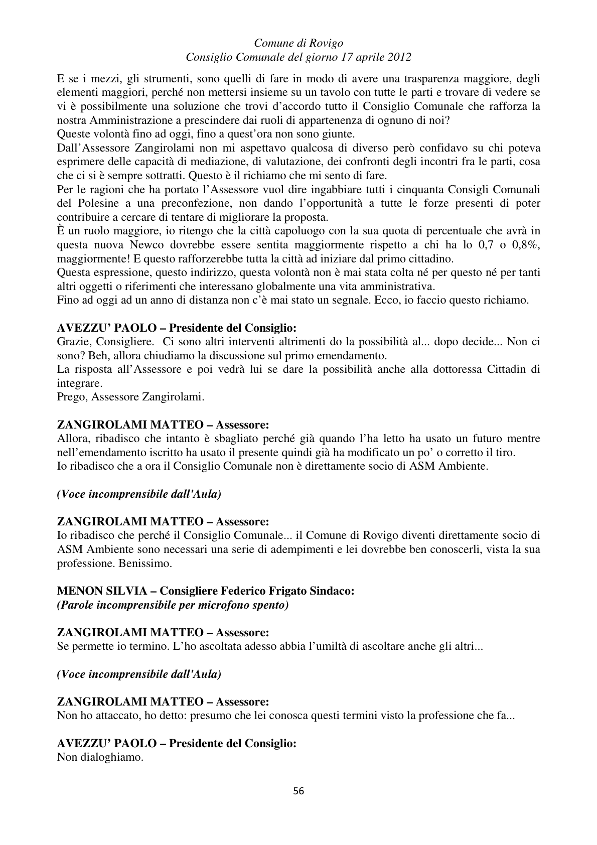 Pagina 56 del verbale