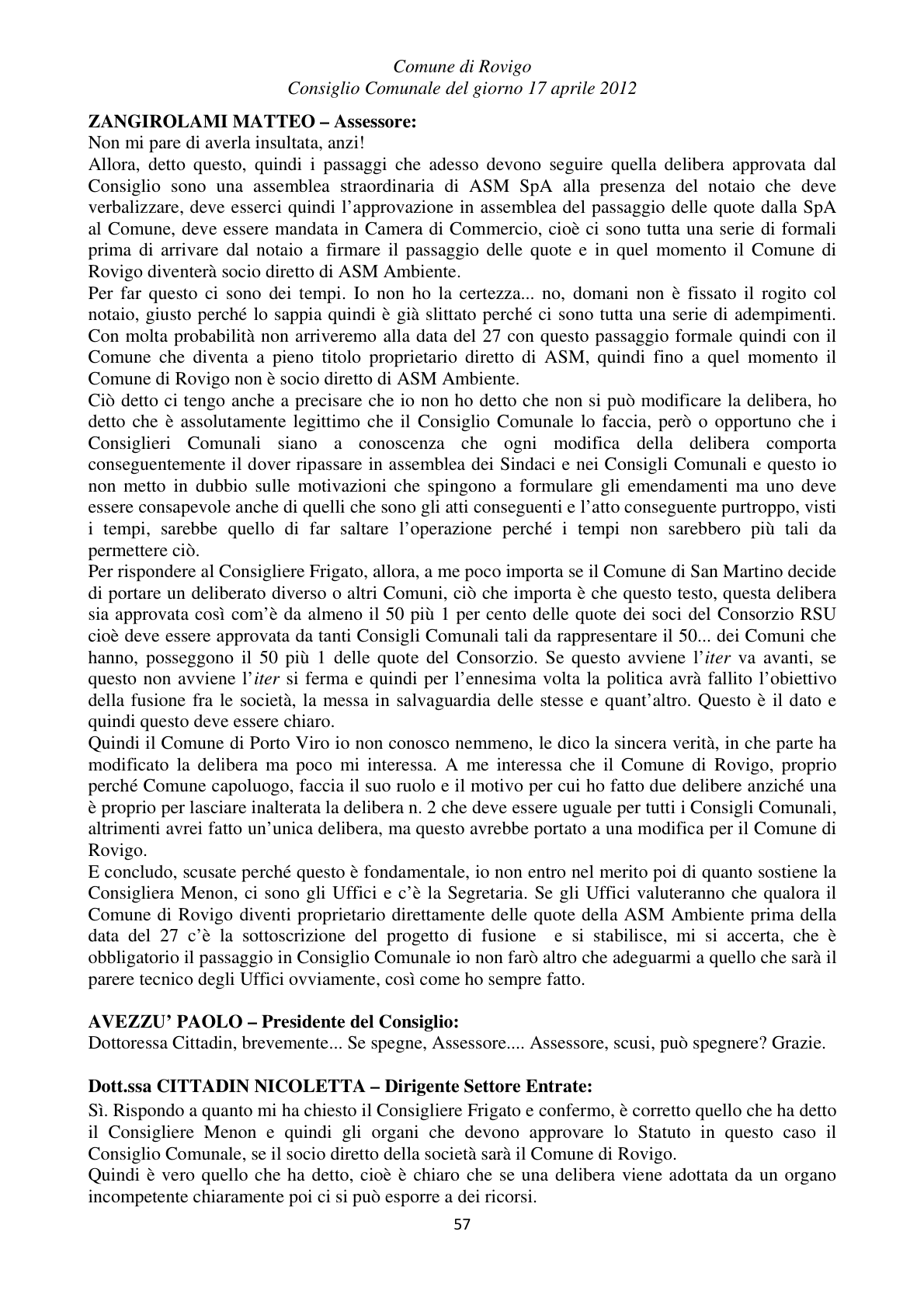 Pagina 57 del verbale
