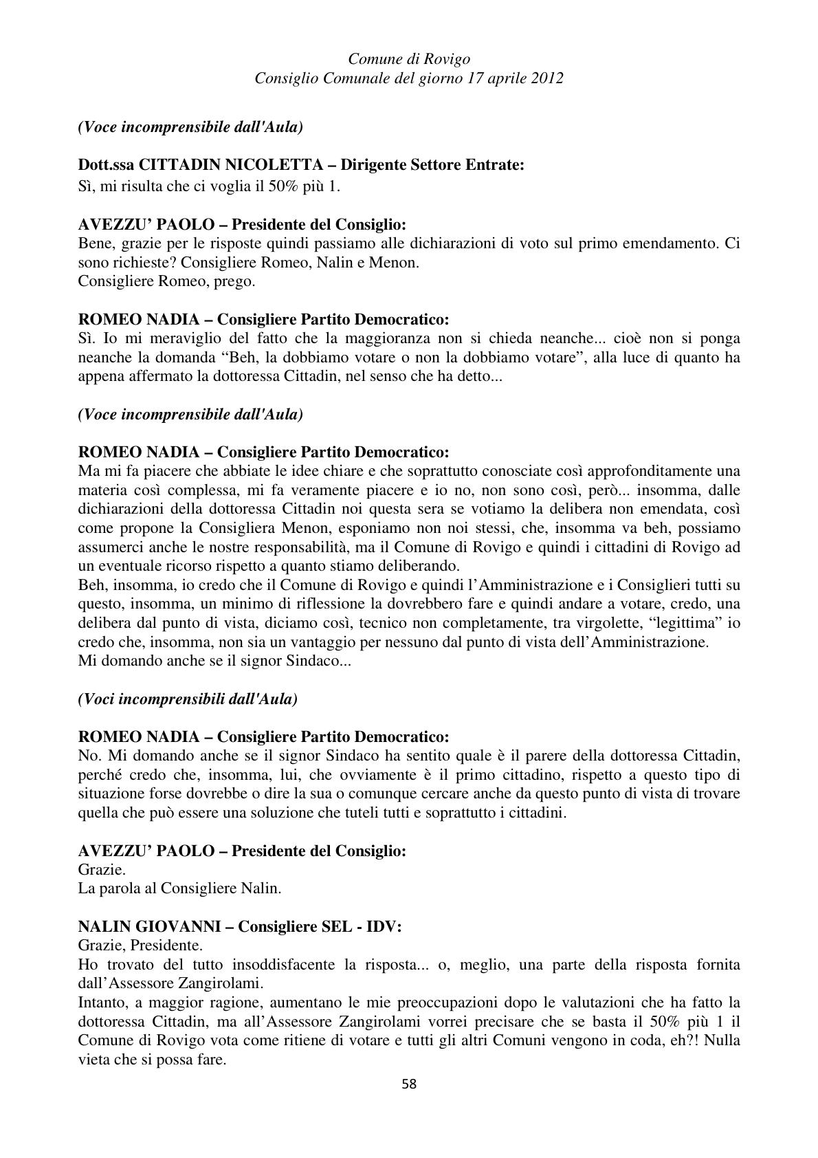 Pagina 58 del verbale