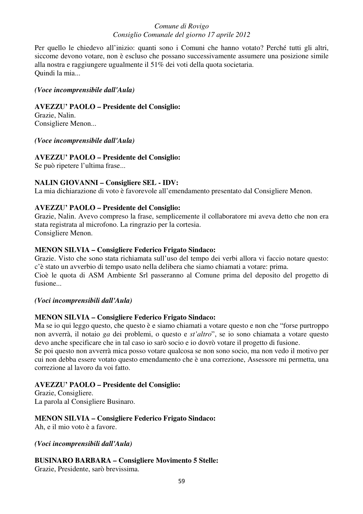 Pagina 59 del verbale