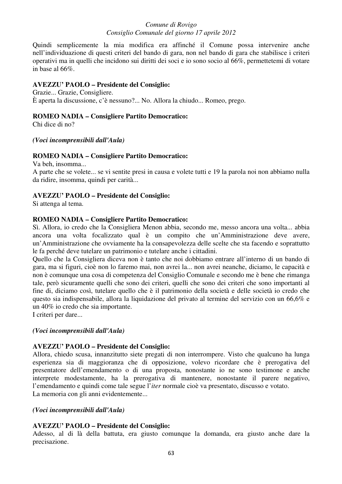 Pagina 63 del verbale