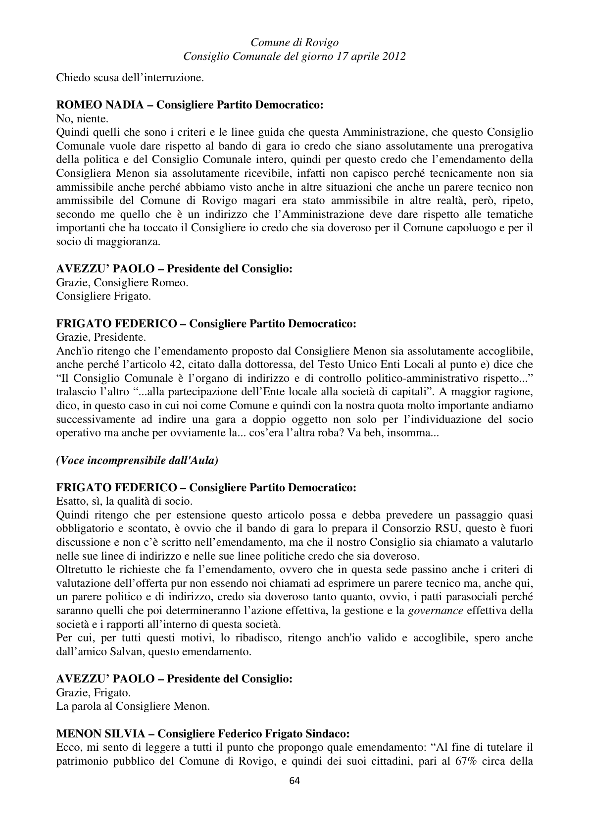 Pagina 64 del verbale