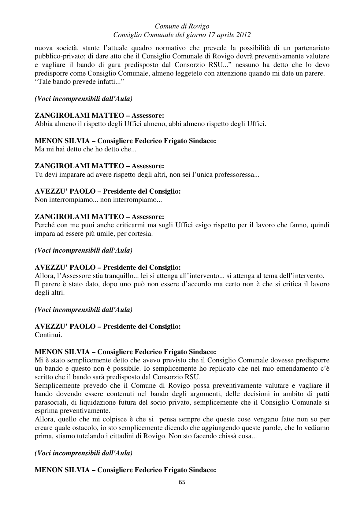 Pagina 65 del verbale