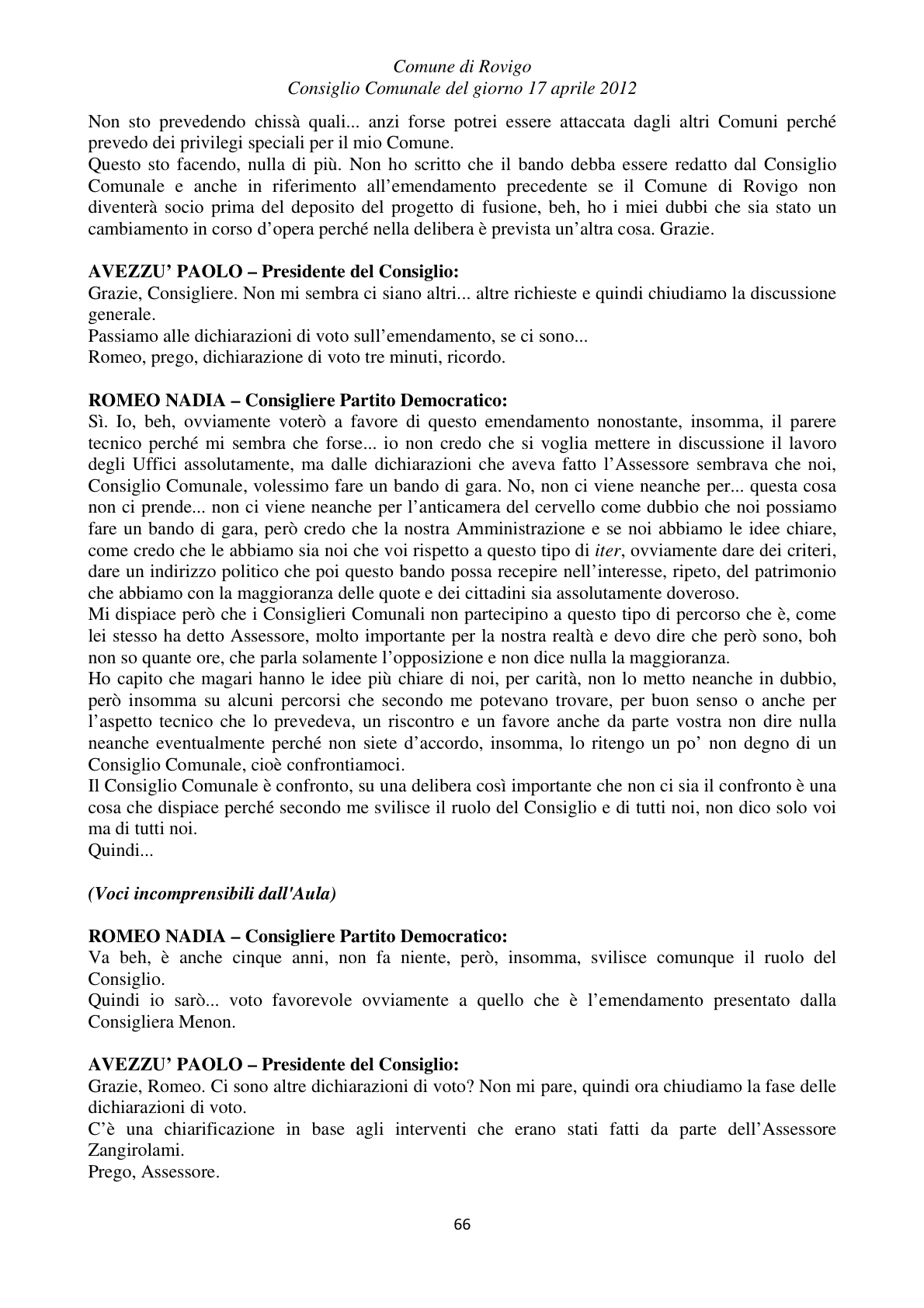 Pagina 66 del verbale