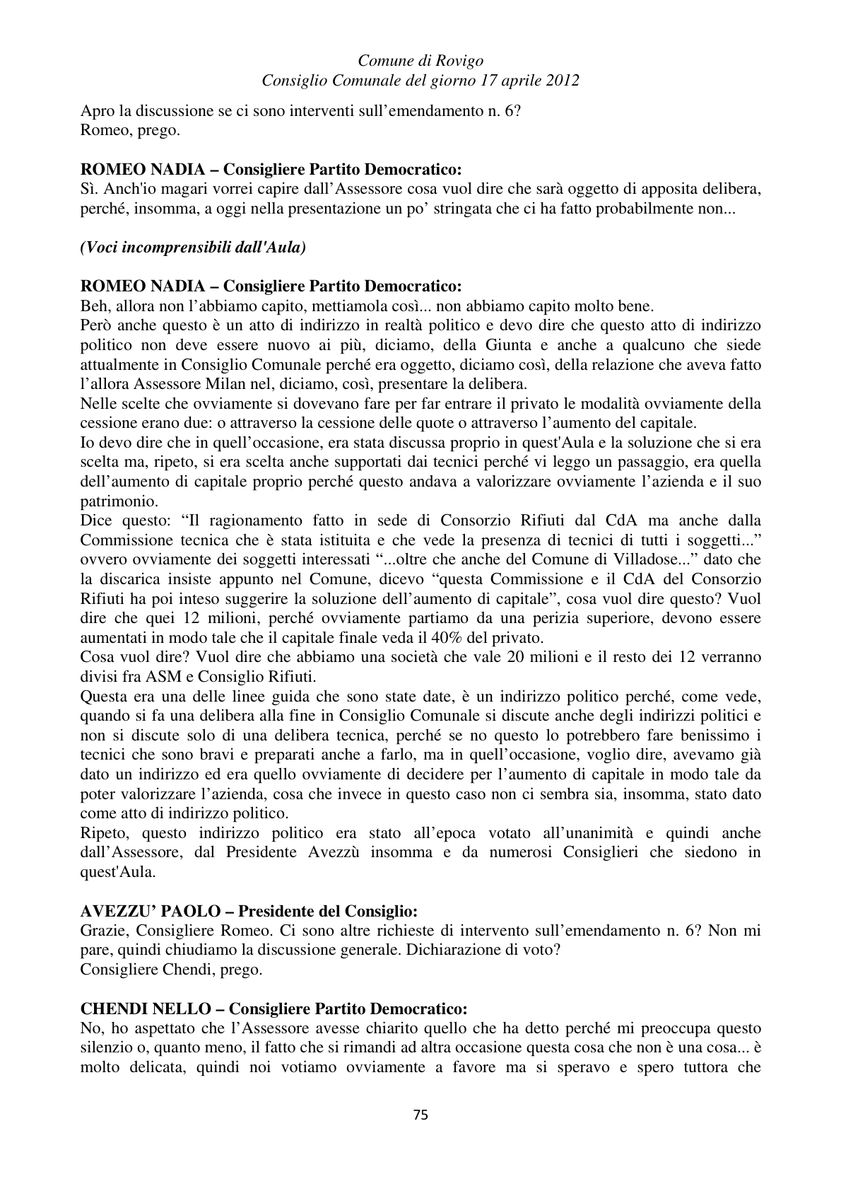 Pagina 75 del verbale