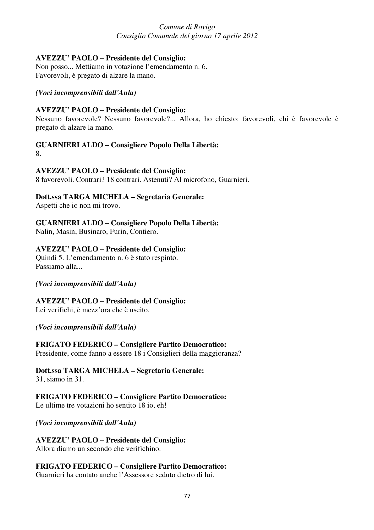 Pagina 77 del verbale