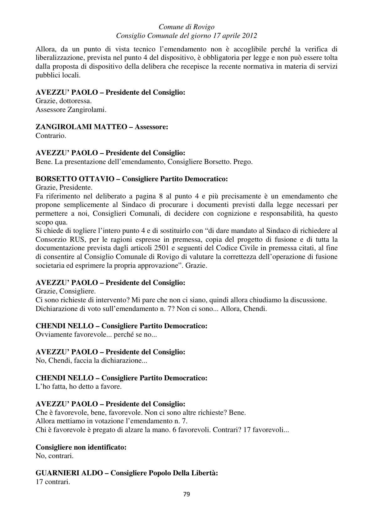 Pagina 79 del verbale