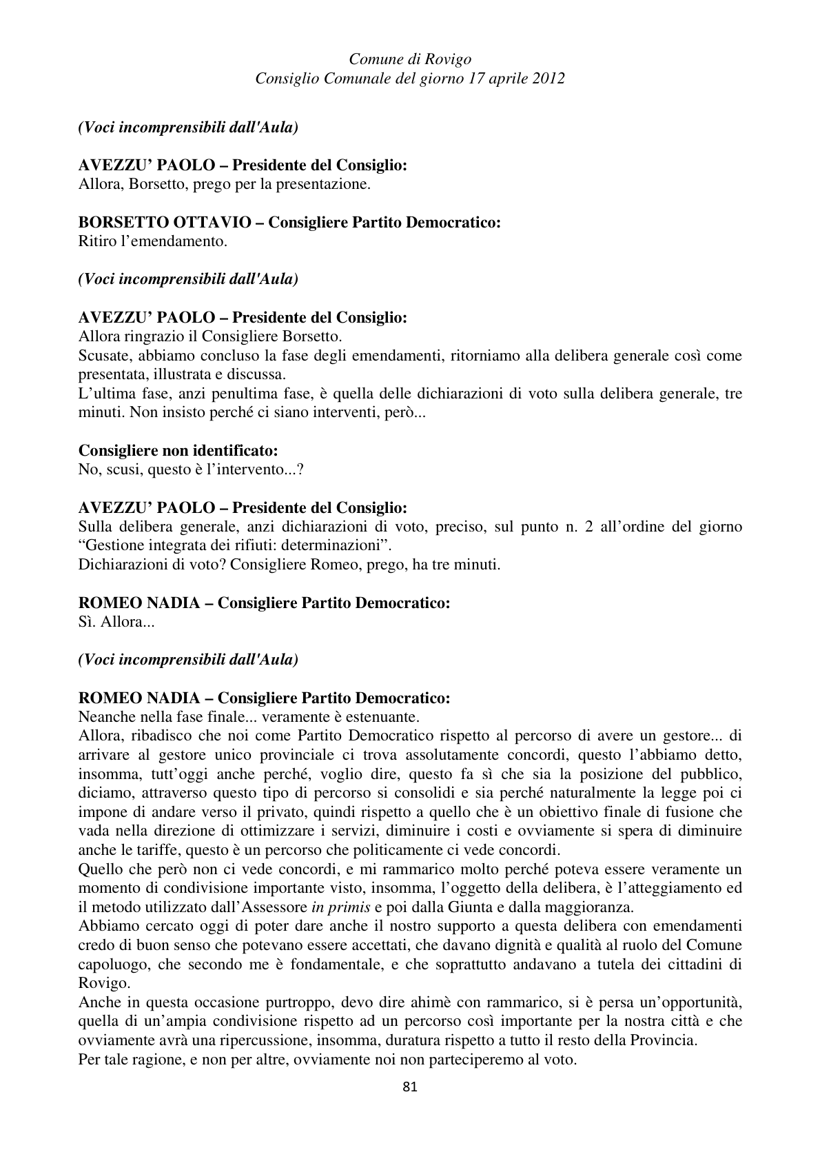 Pagina 81 del verbale