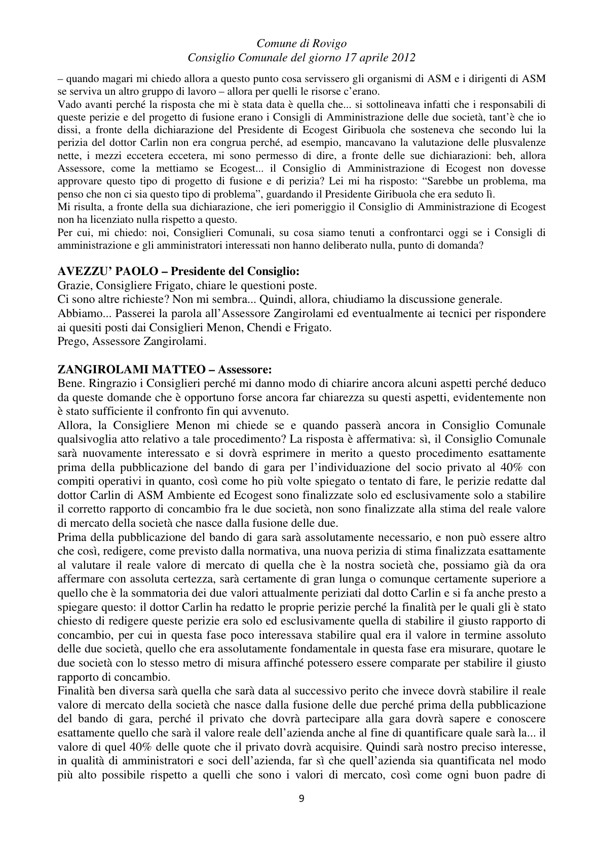 Pagina 9 del verbale