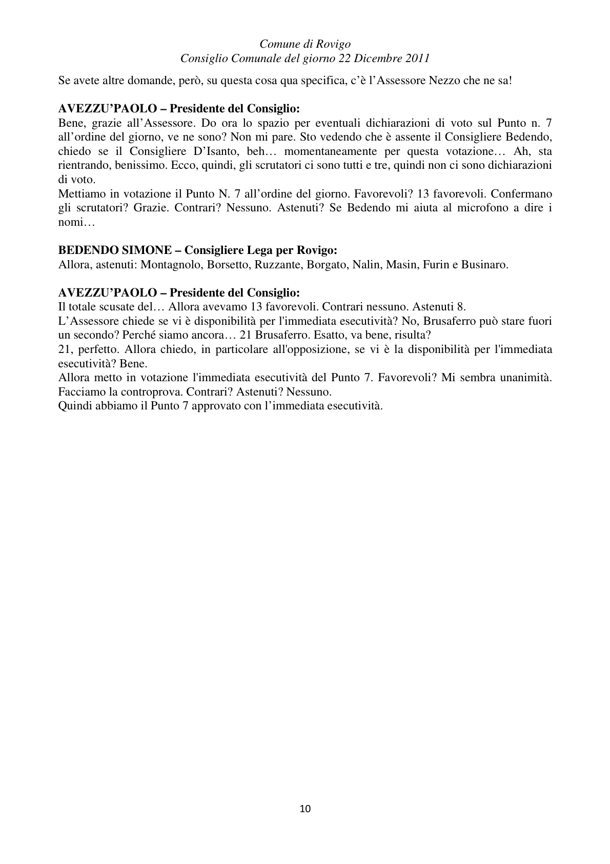 Pagina 10 del verbale