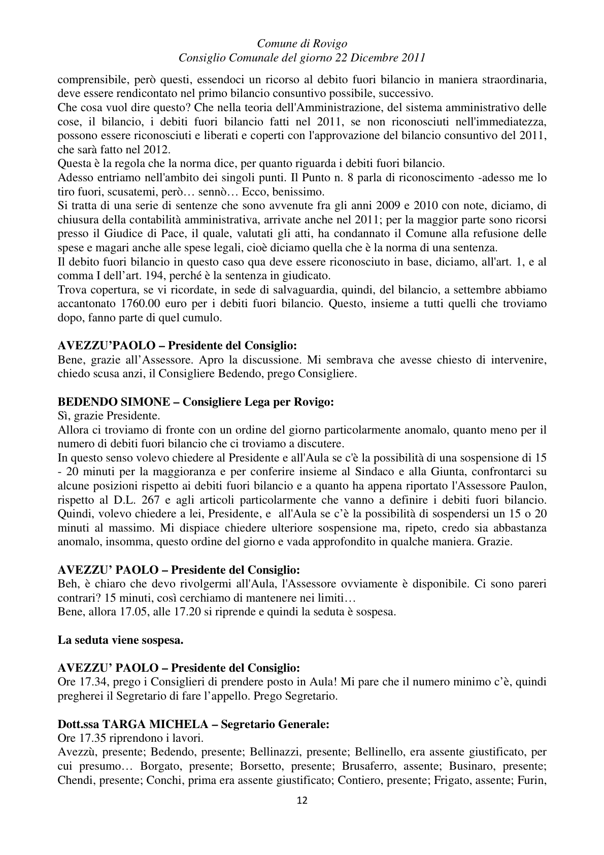Pagina 12 del verbale