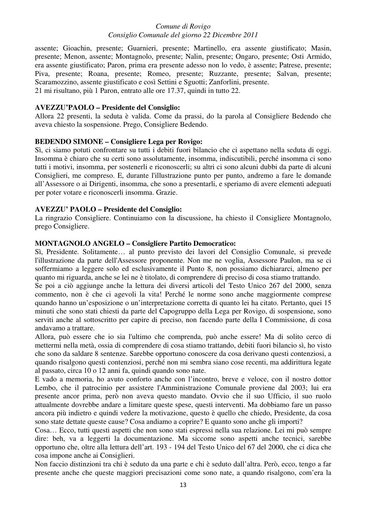 Pagina 13 del verbale