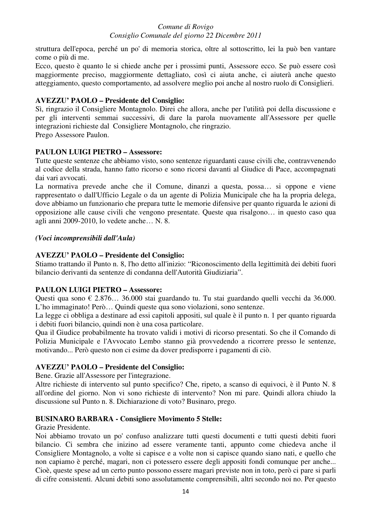 Pagina 14 del verbale