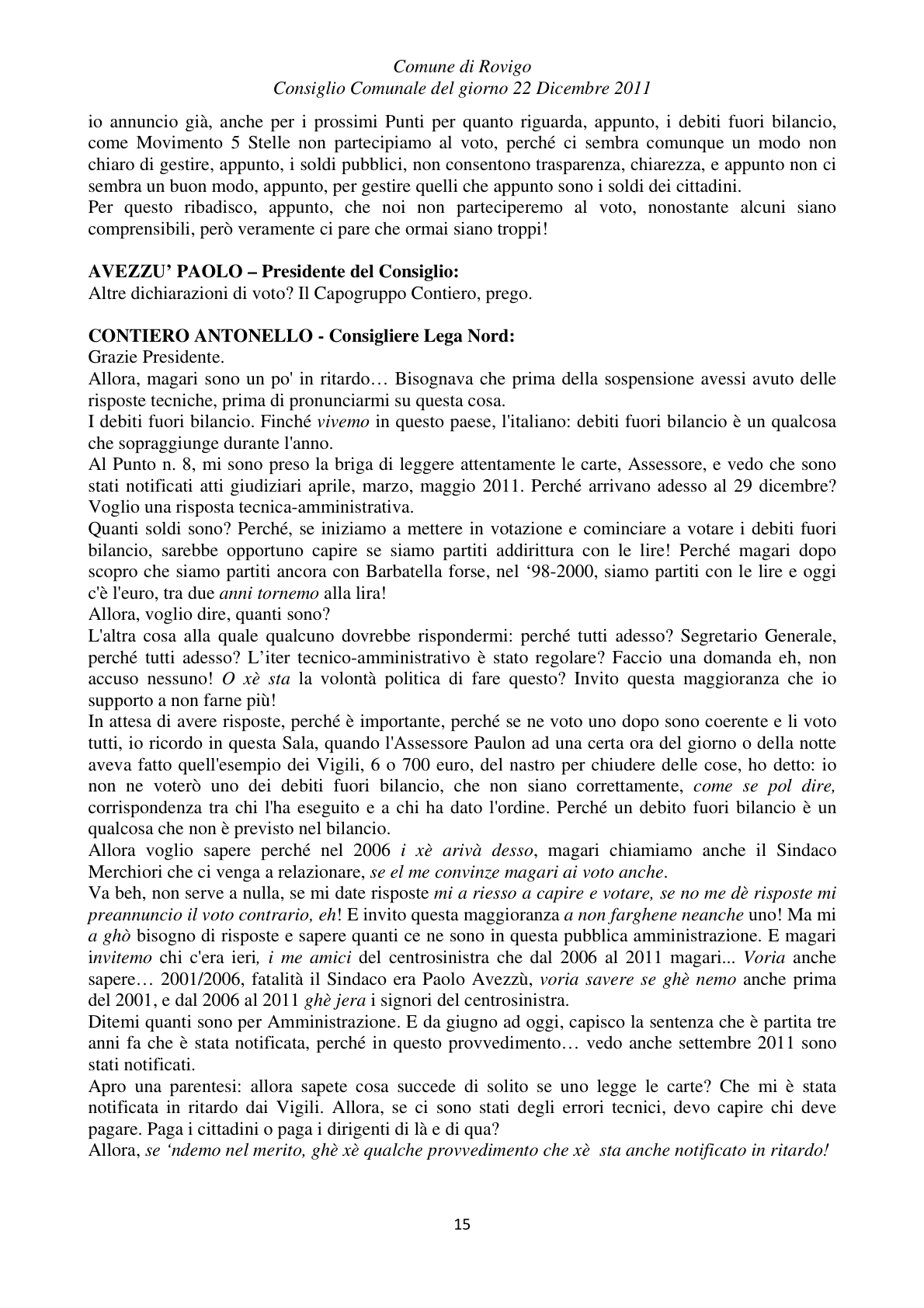 Pagina 15 del verbale
