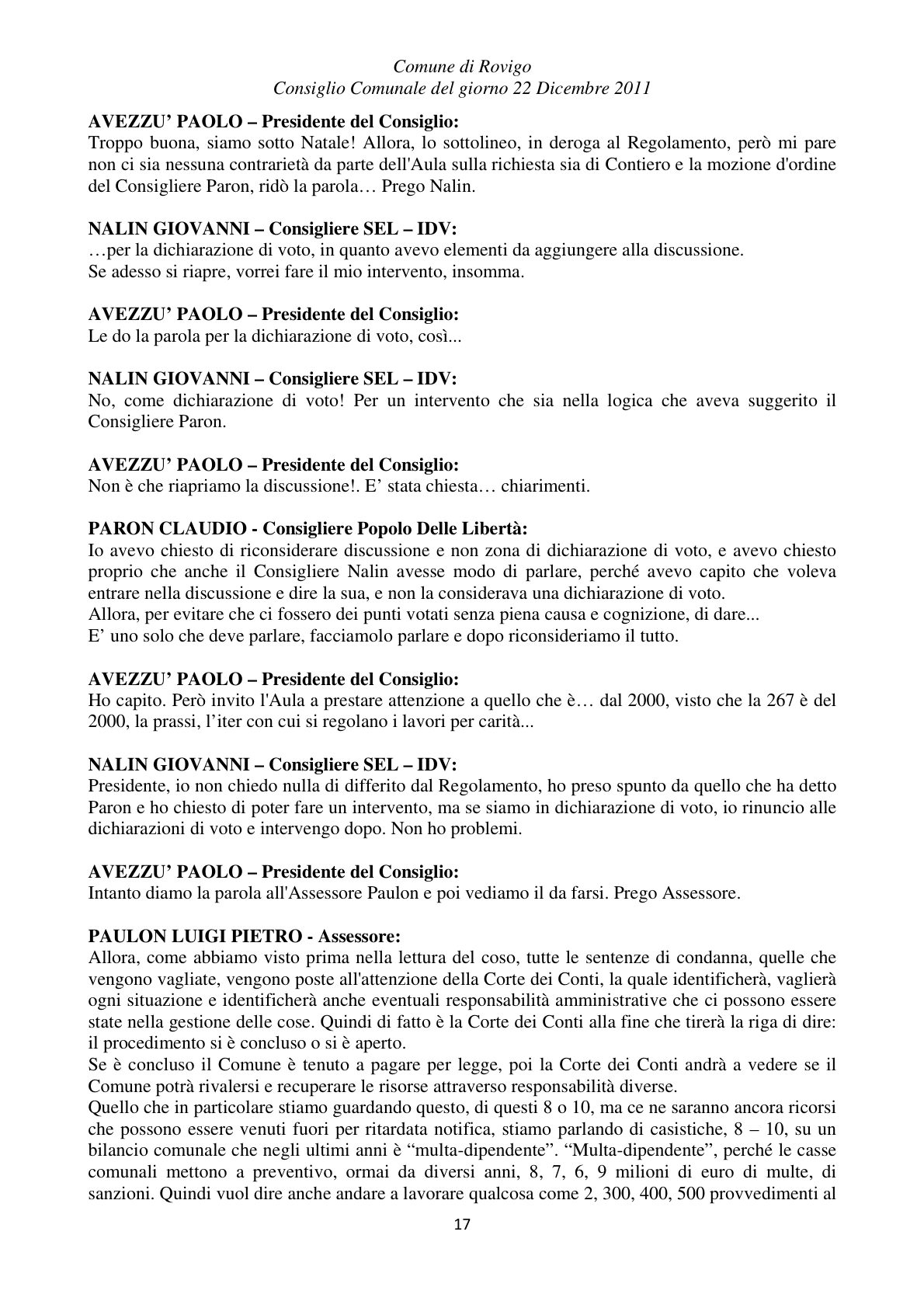 Pagina 17 del verbale