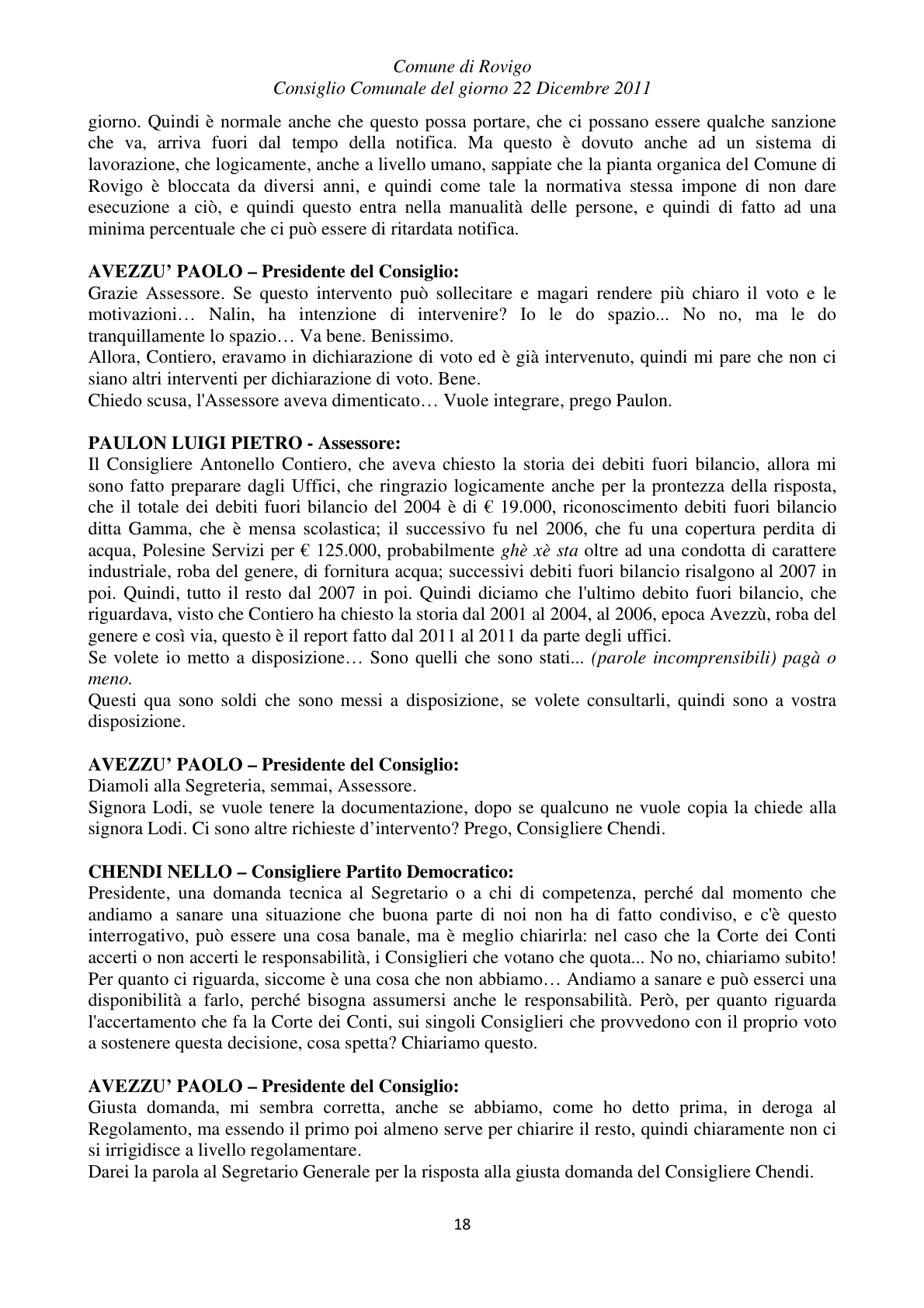 Pagina 18 del verbale