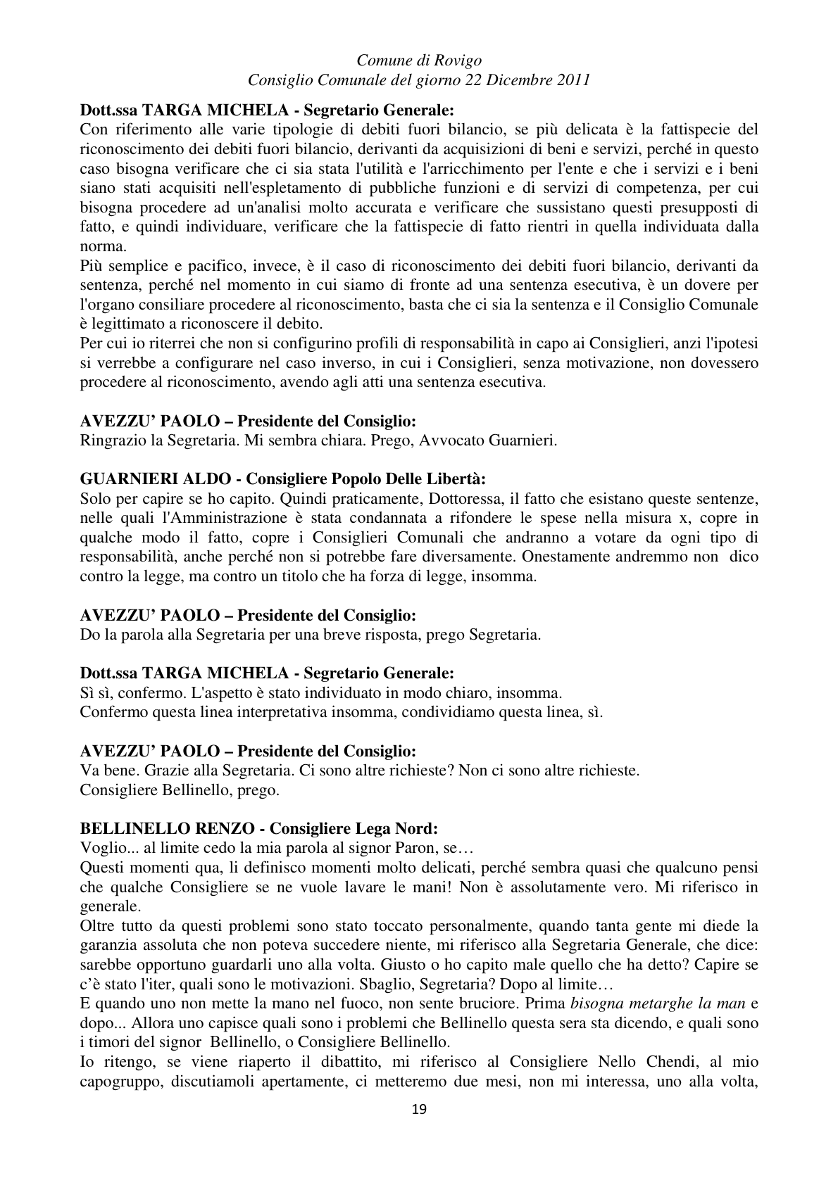 Pagina 19 del verbale