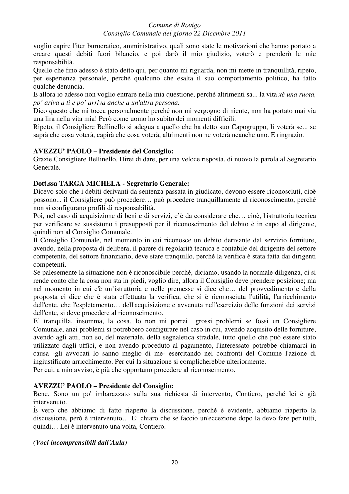 Pagina 20 del verbale