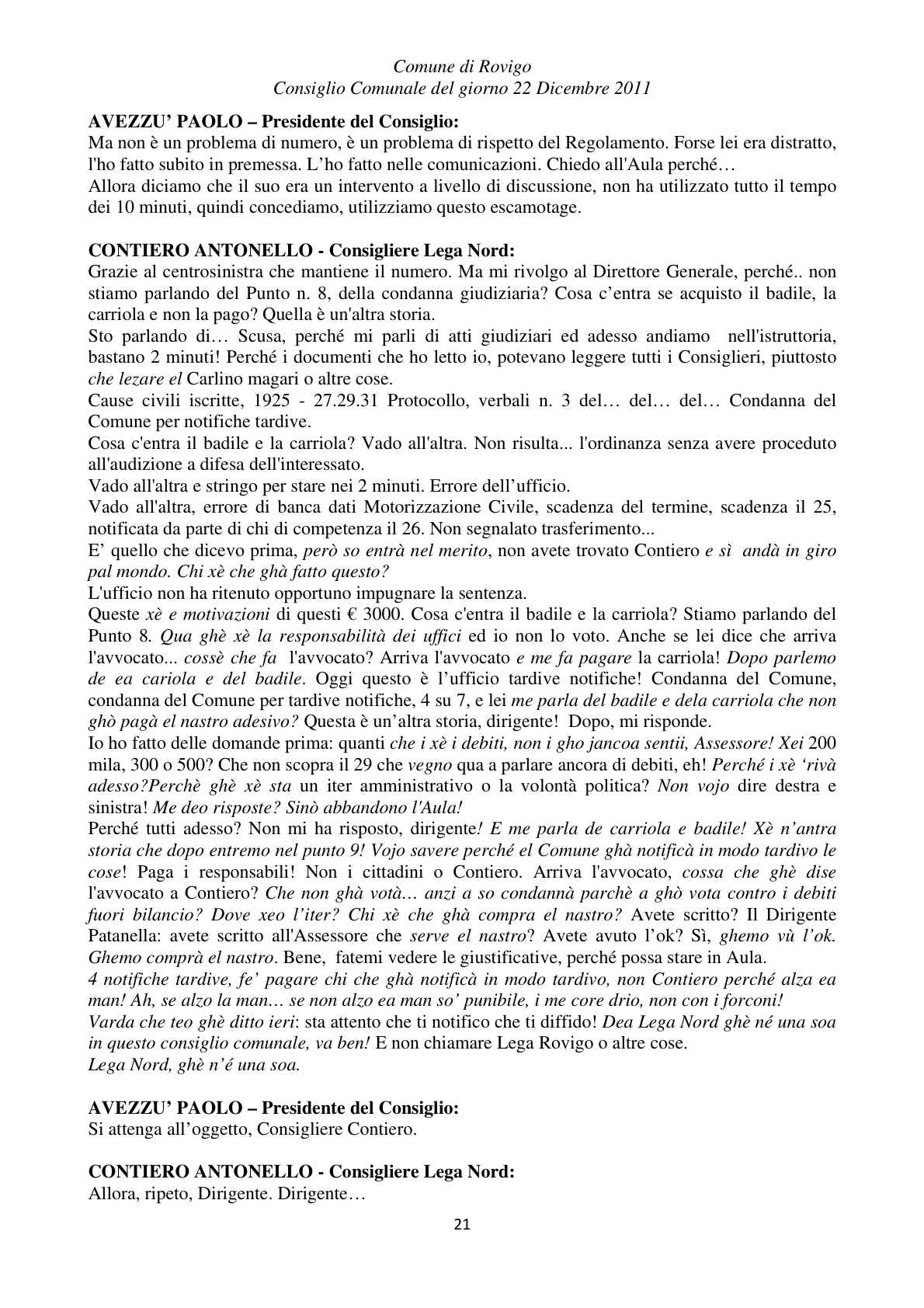 Pagina 21 del verbale