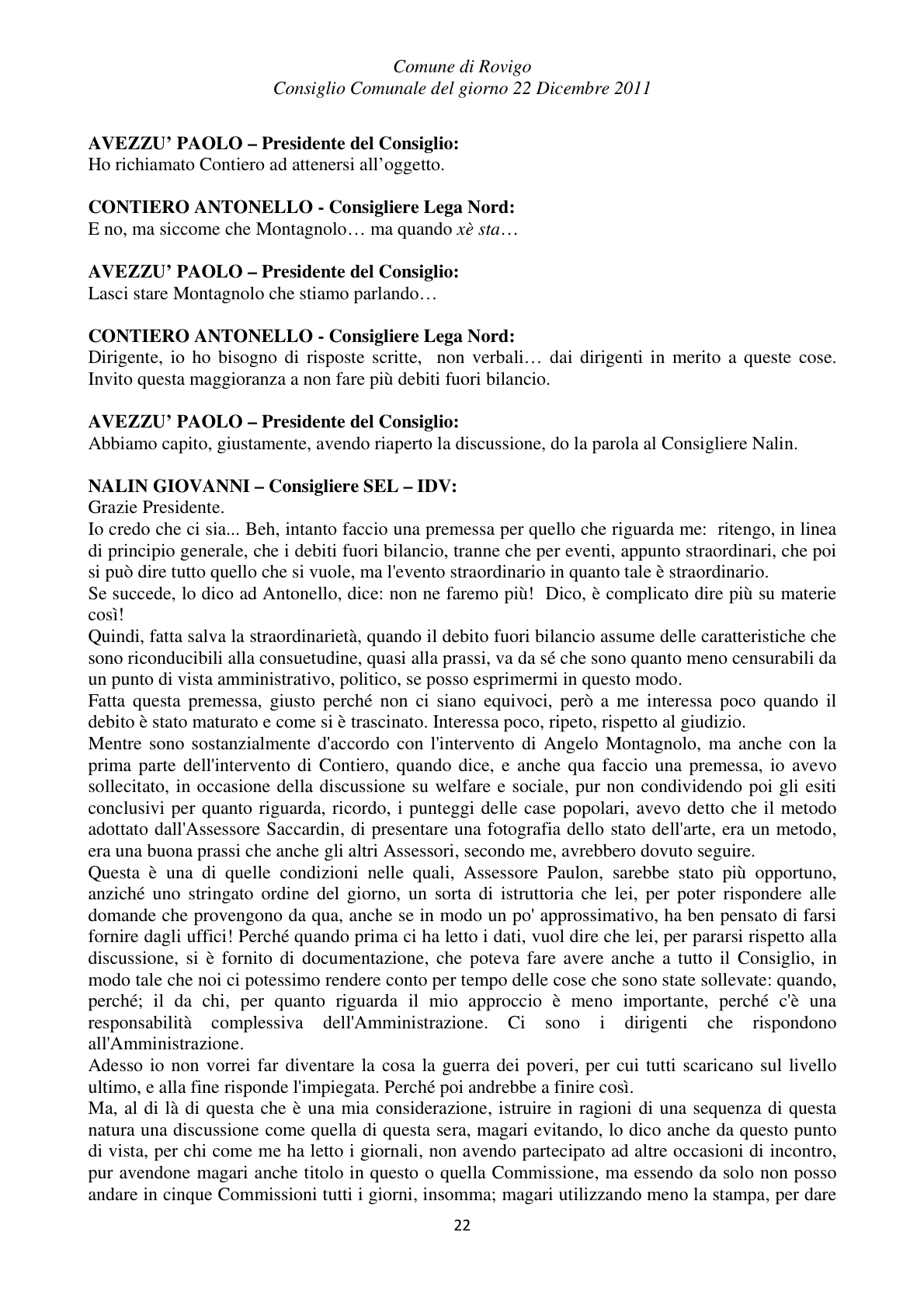 Pagina 22 del verbale